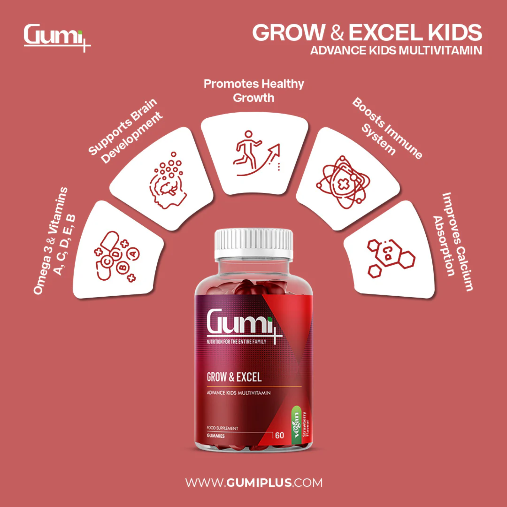 Gumi Plus Grow & Excel Food Supplement 60 Gummies Reviews