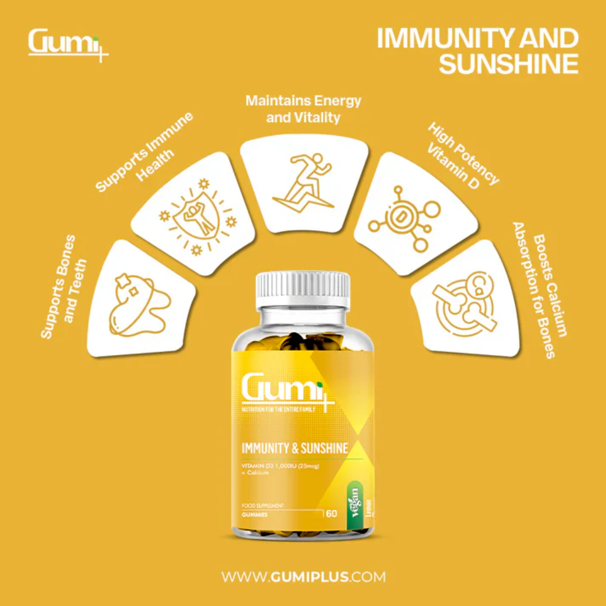 Gumi Plus Immunity & Sunshine Food Supplement 60 Gummies Reviews