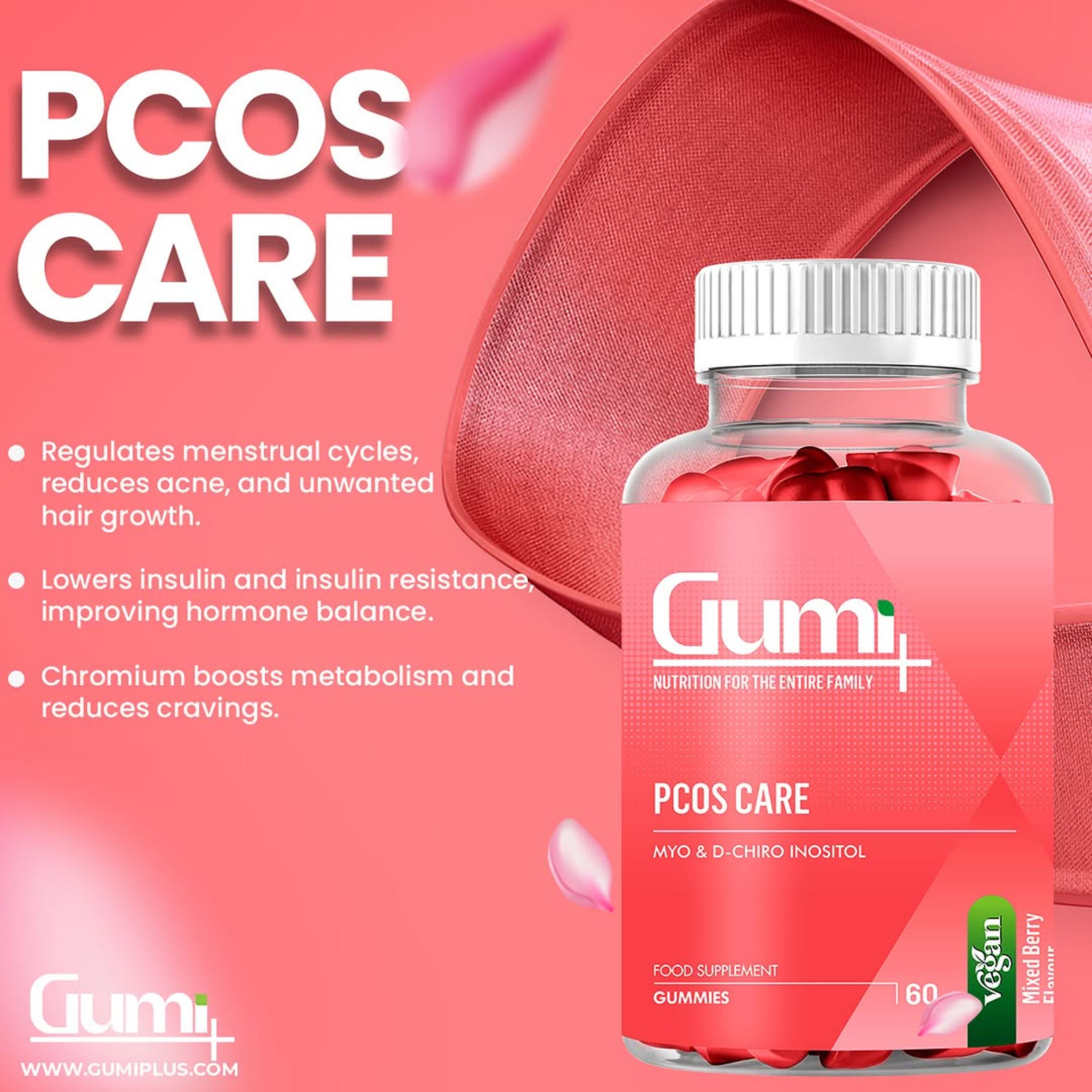 Gumi Plus PCOS Care Food Supplement 60 Gummies Price