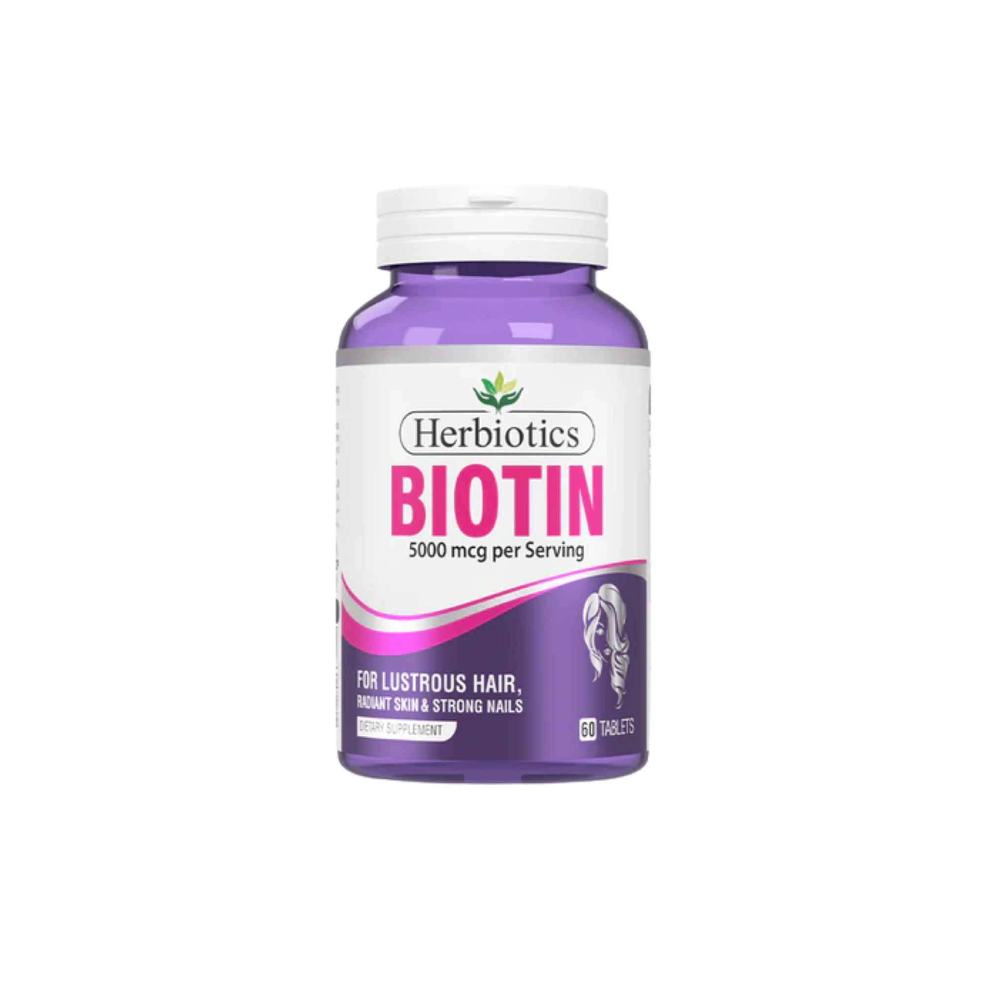 Herbiotics Biotin 5000mcg Hair Skin Nails Supplements 60 Tablets