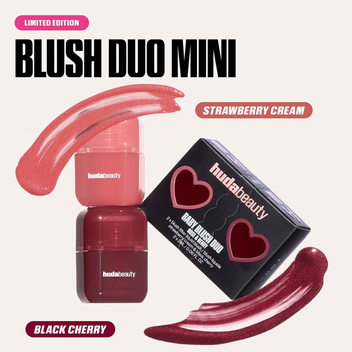 Huda Beauty Baby Blush Duo Rose & Berry 2 Piece