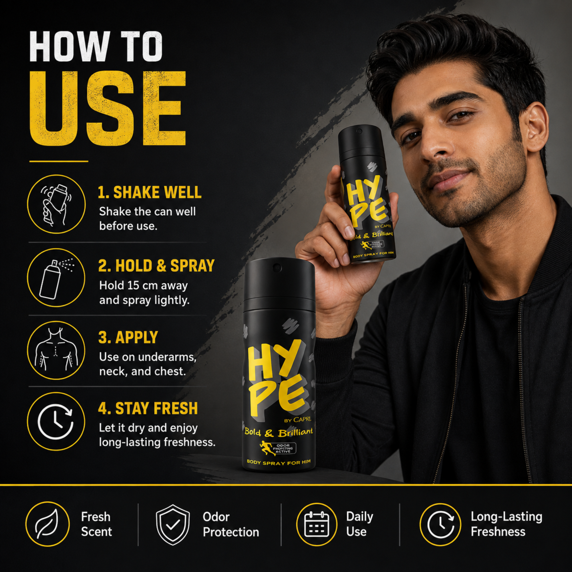 Hype Bold & Brilliant Body Spray For Men