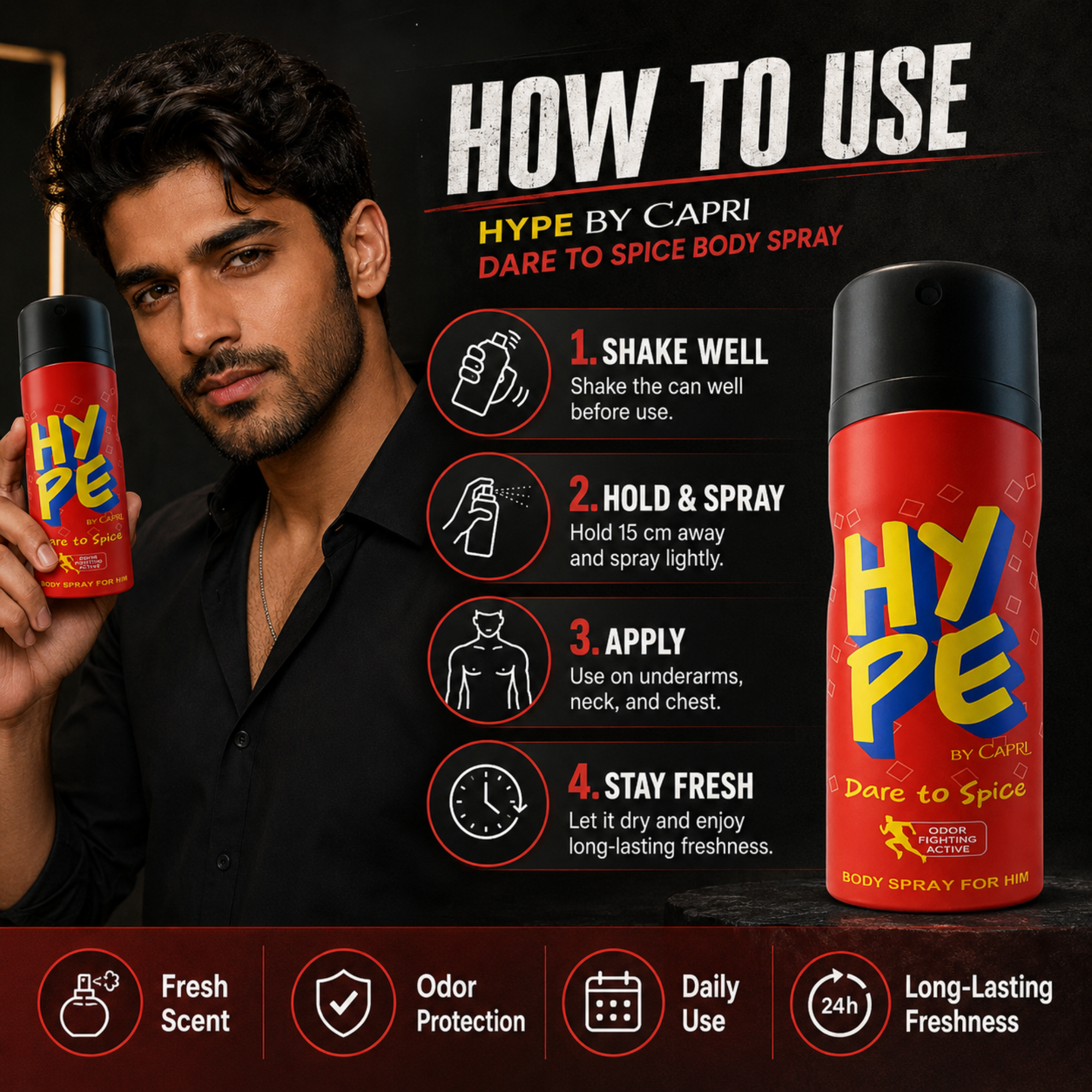 Hype Dare to Spice Body Spray For Men