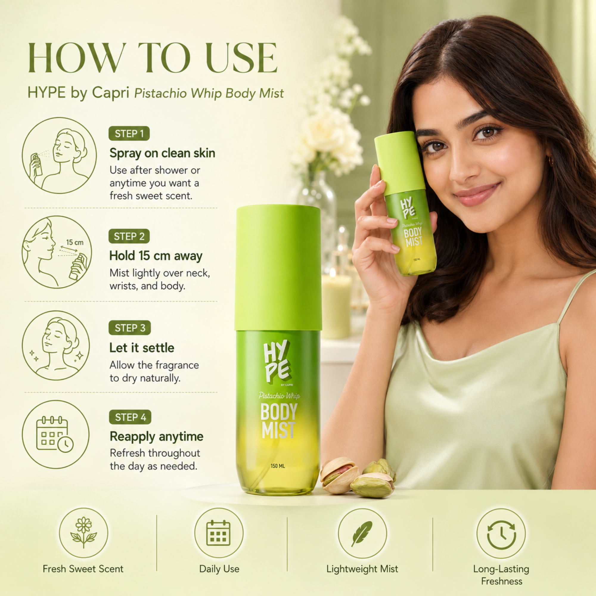 Hype Pistachio Whip Body Mist For Women
