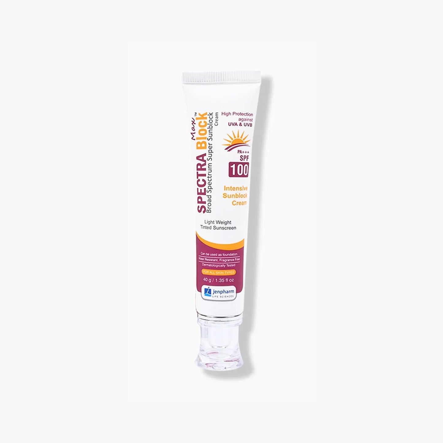 Jenpharm Max Spectra Block Tinted Super Sunblock Cream SPF100 PA+++ 40gm