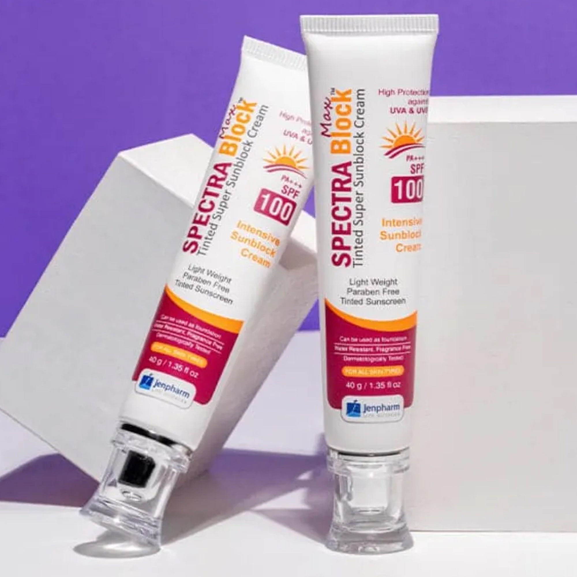 Jenpharm Max Spectra Block Tinted Super Sunblock Cream SPF100 PA+++ 40gm