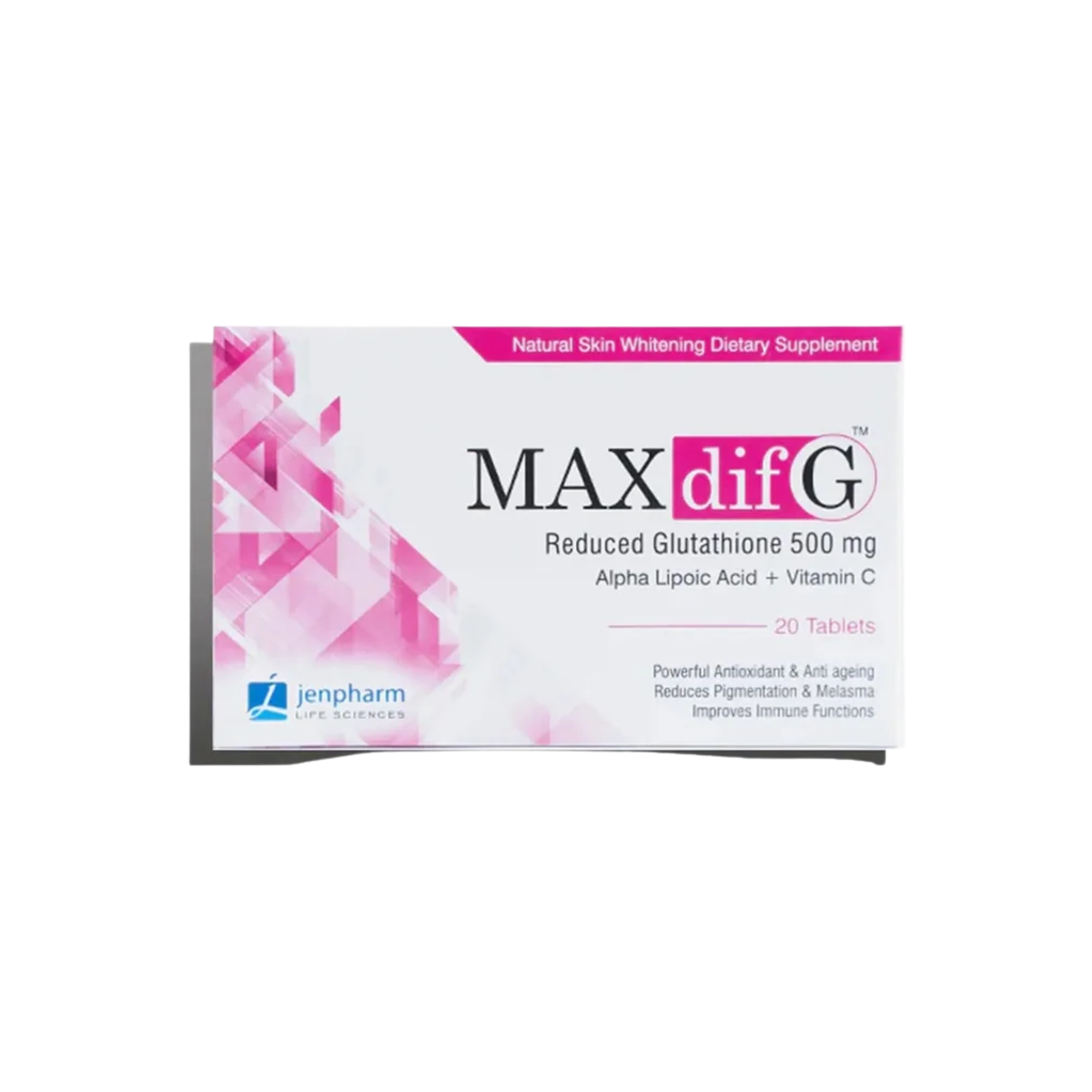 Jenpharm MAXdif G Reduced Glutathione 500mg 20 Tablets