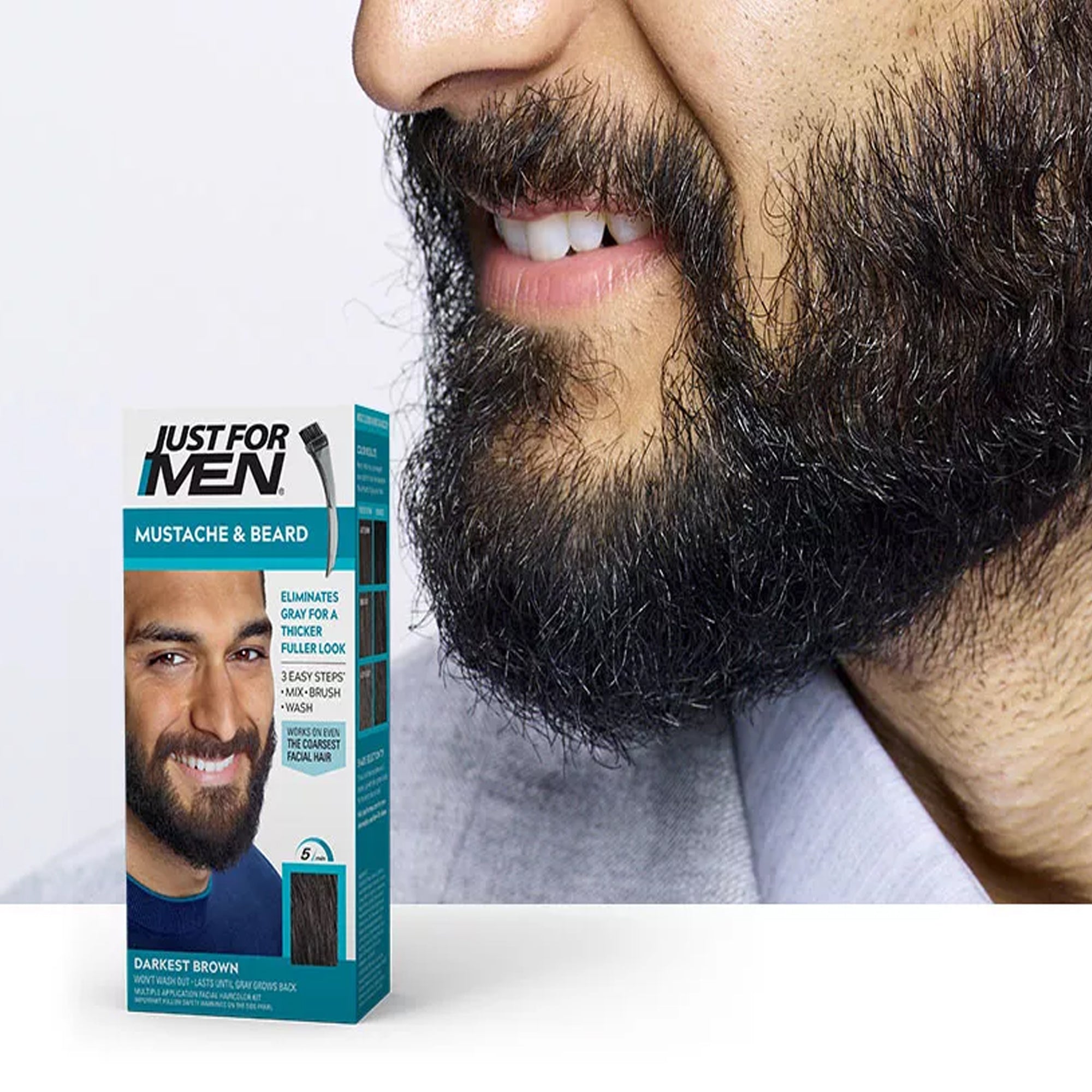 Just For Men Moustache & Beard Easy Brush-In Color M-50 Darkest Brown 1 Piece