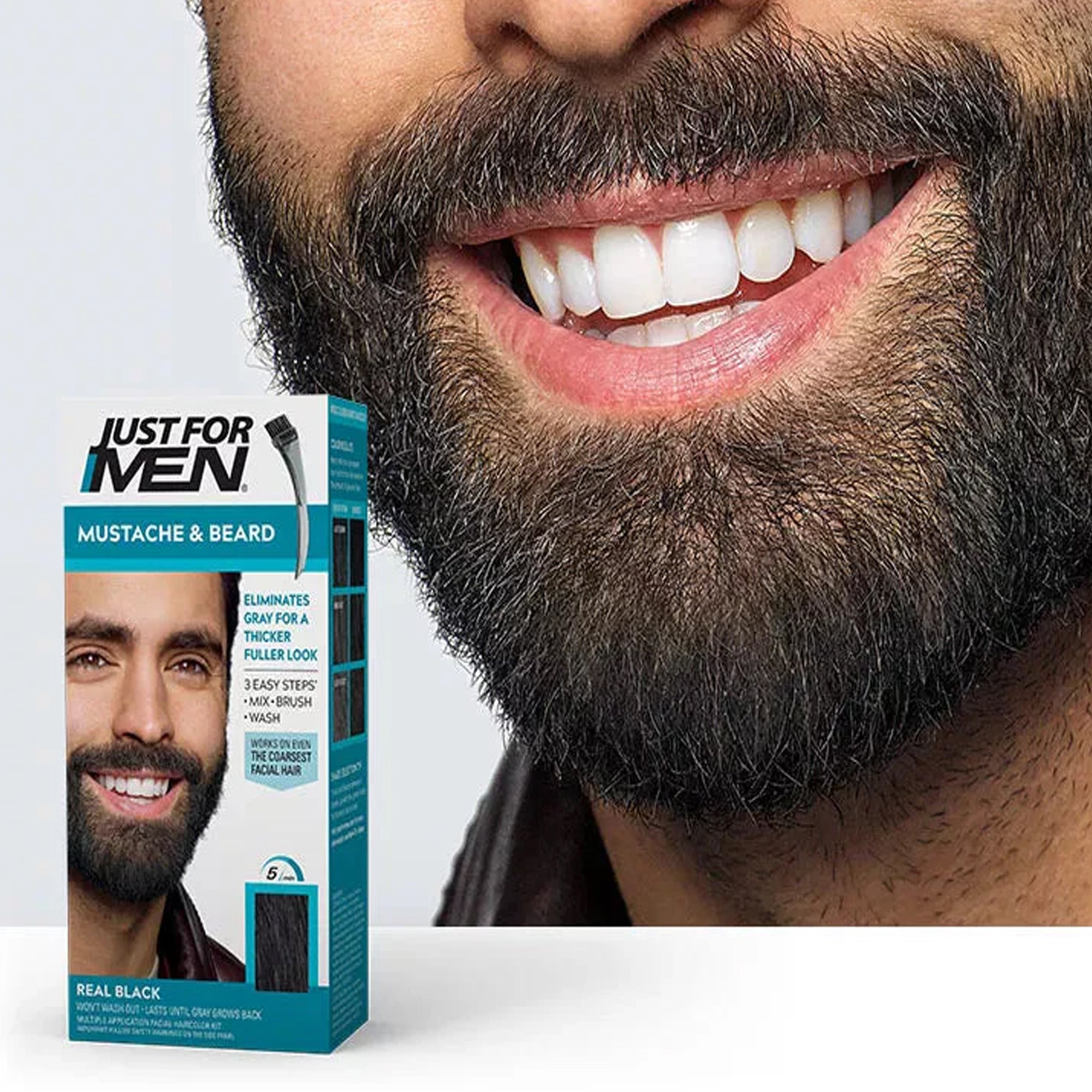 Just For Men Moustache & Beard Easy Brush-In Color M-55 Real Black 1 Piece