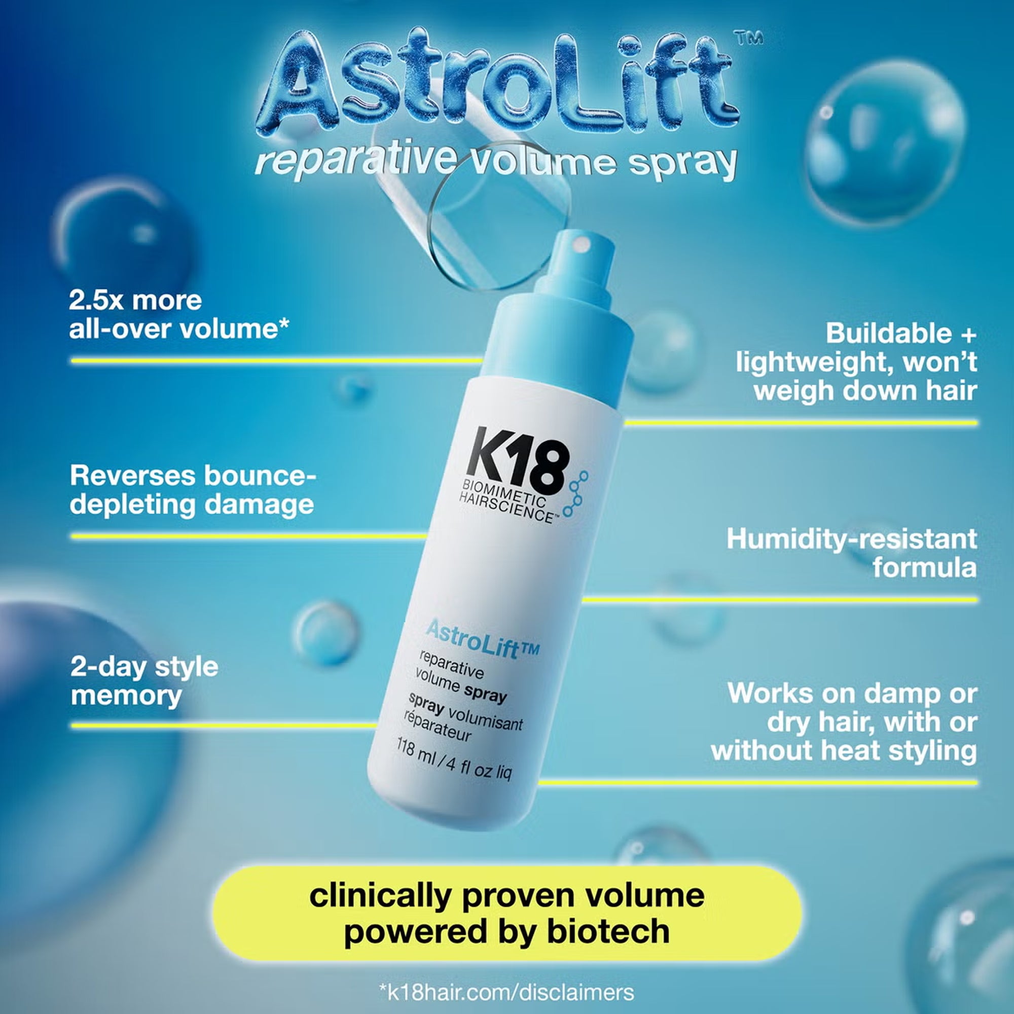 K18 Hair AstroLift Reparative Volume Spray Mini 47ml