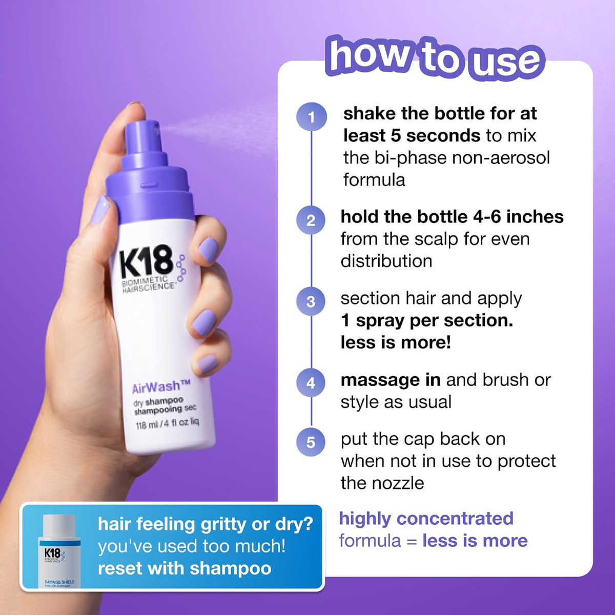 K18 Hair Airwash Dry Shampoo Mini 47ml product image