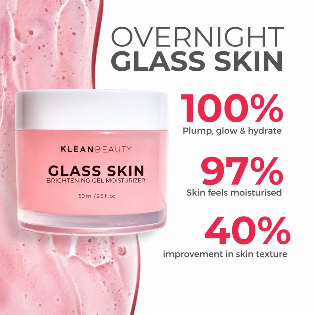 Klean Beauty Glass Skin Brightening Gel Moisturizer