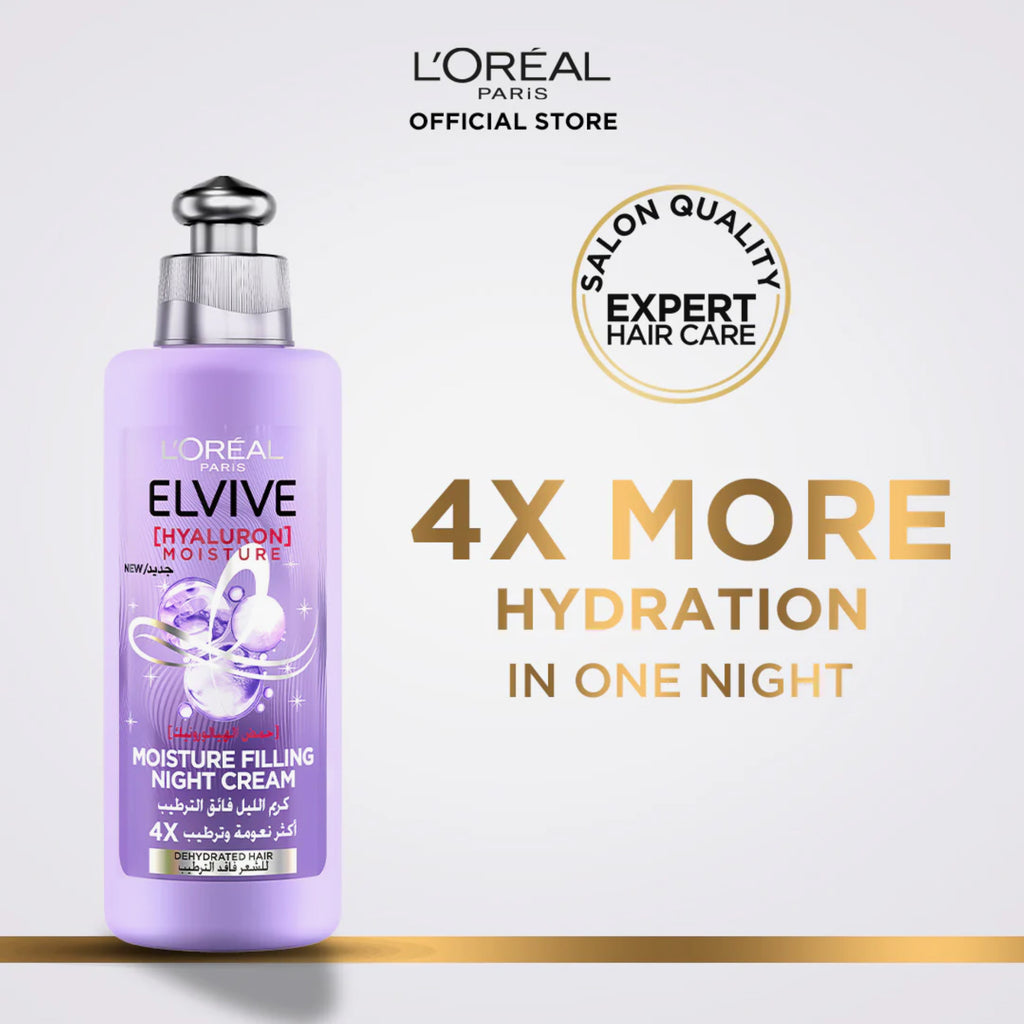 L'Oreal Paris Elvive Hyaluron Moisture Filling Night Cream For Dehydrated Hair 200ml
