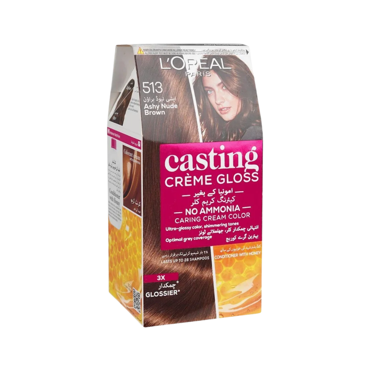 L'Oreal Paris Casting Creme Gloss No Ammonia Caring Cream Color 513 Ashy Nude Brown Box