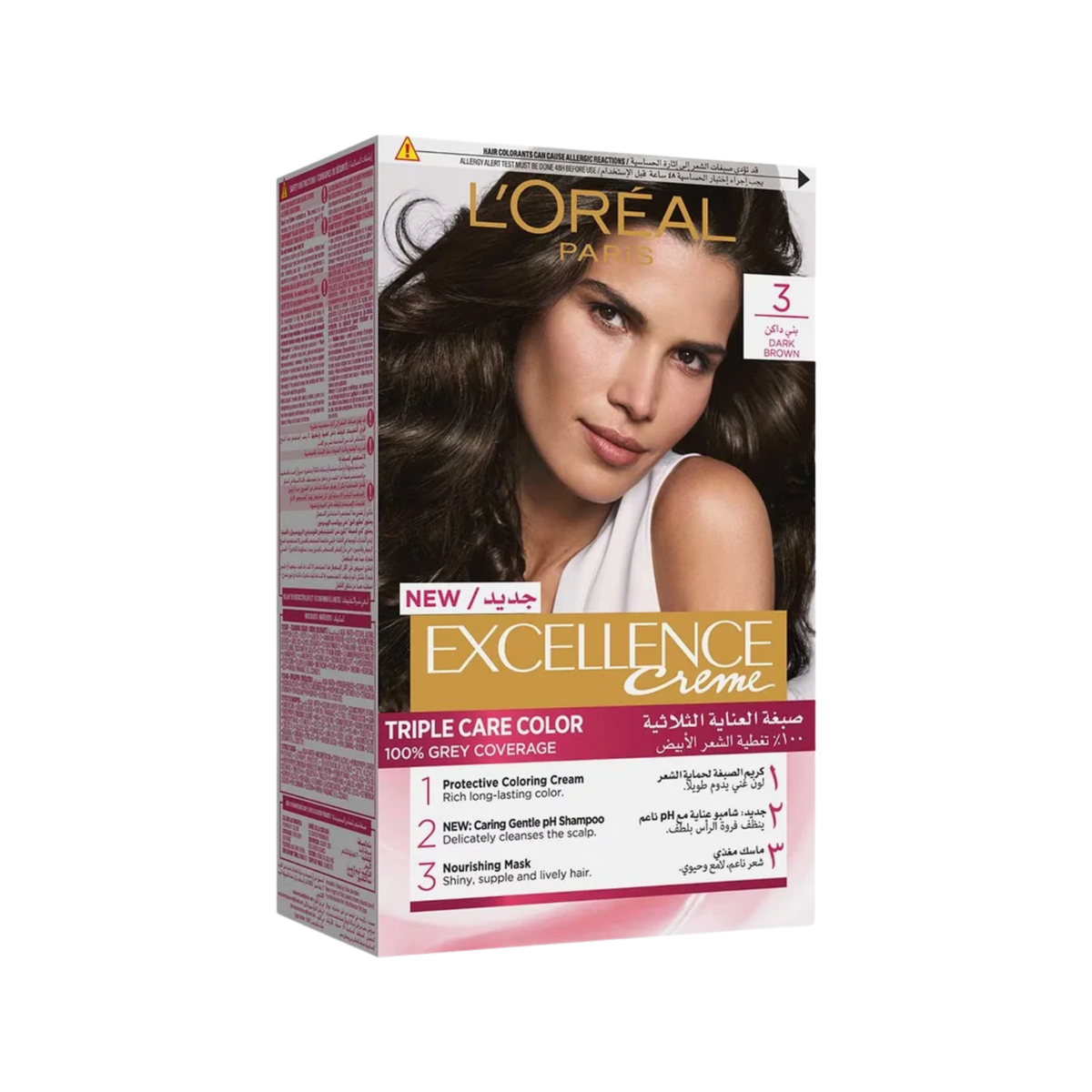 L'Oreal Paris Excellence Creme Triple Care Color 3 Dark Brown Box