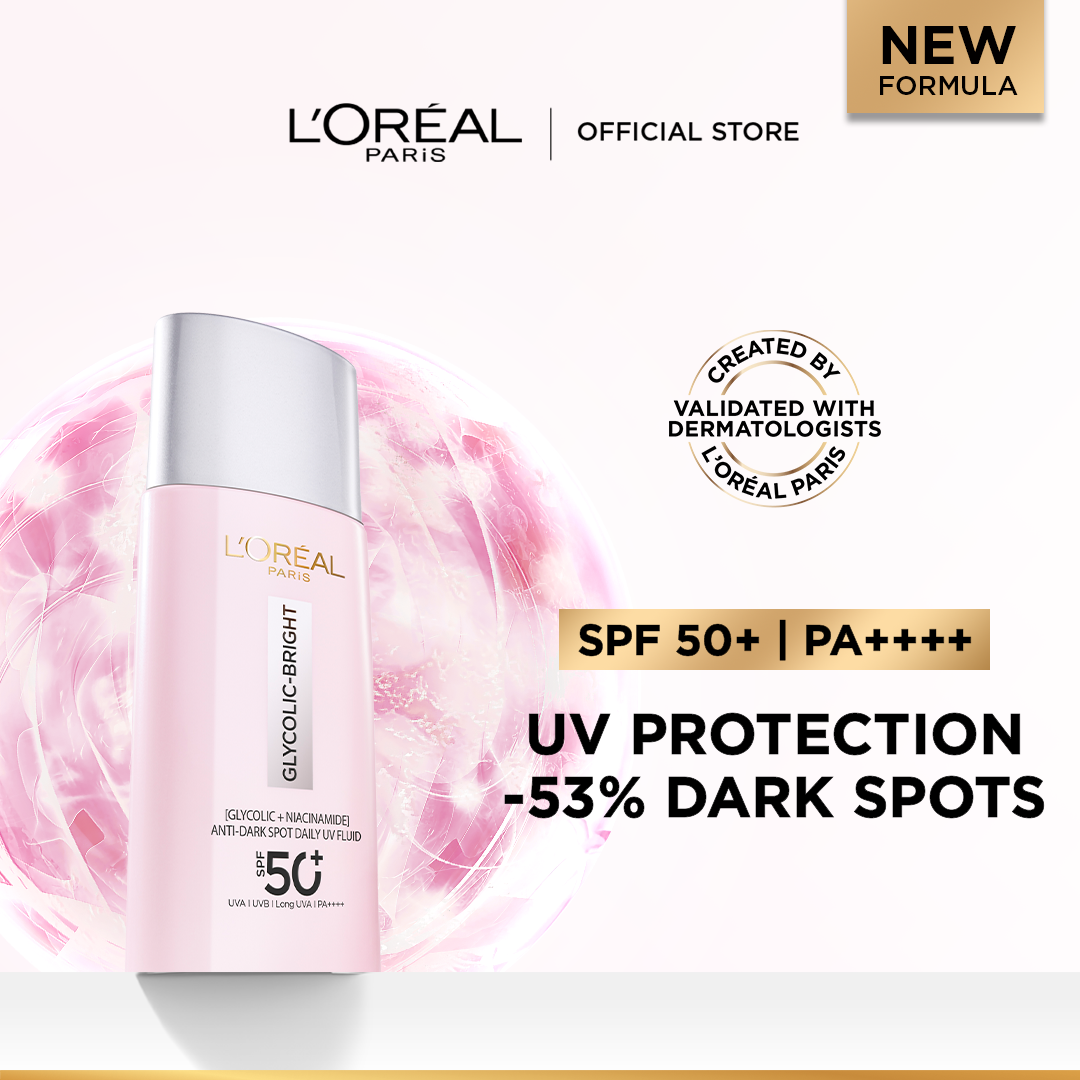 L'Oreal Paris Glycolic Bright Anti-Dark Spot Daily UV Fluid SPF 50+ 50ml price in Pakistan
