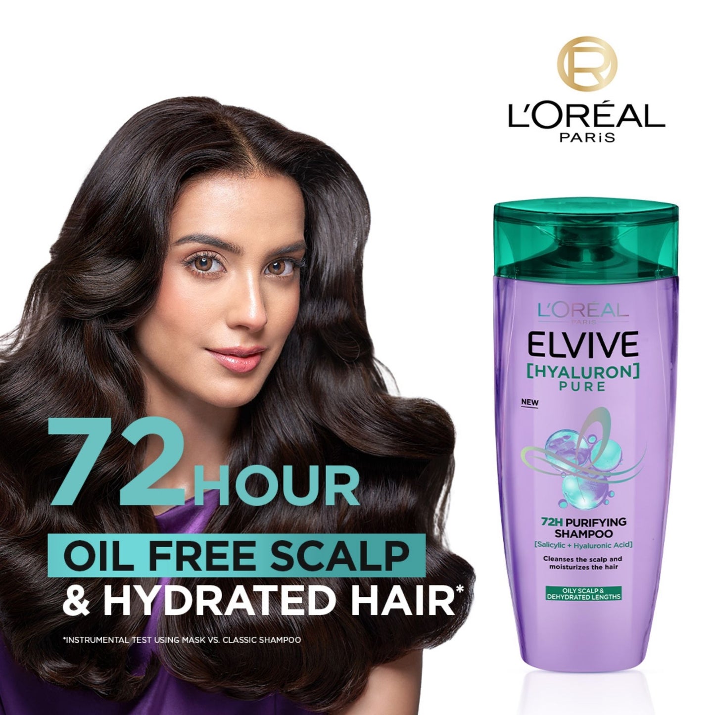 L'Oreal Paris Elvive Hyaluron Pure 72H Purifying Shampoo For Oily Scalps And Dehydrated Lengths 175ml