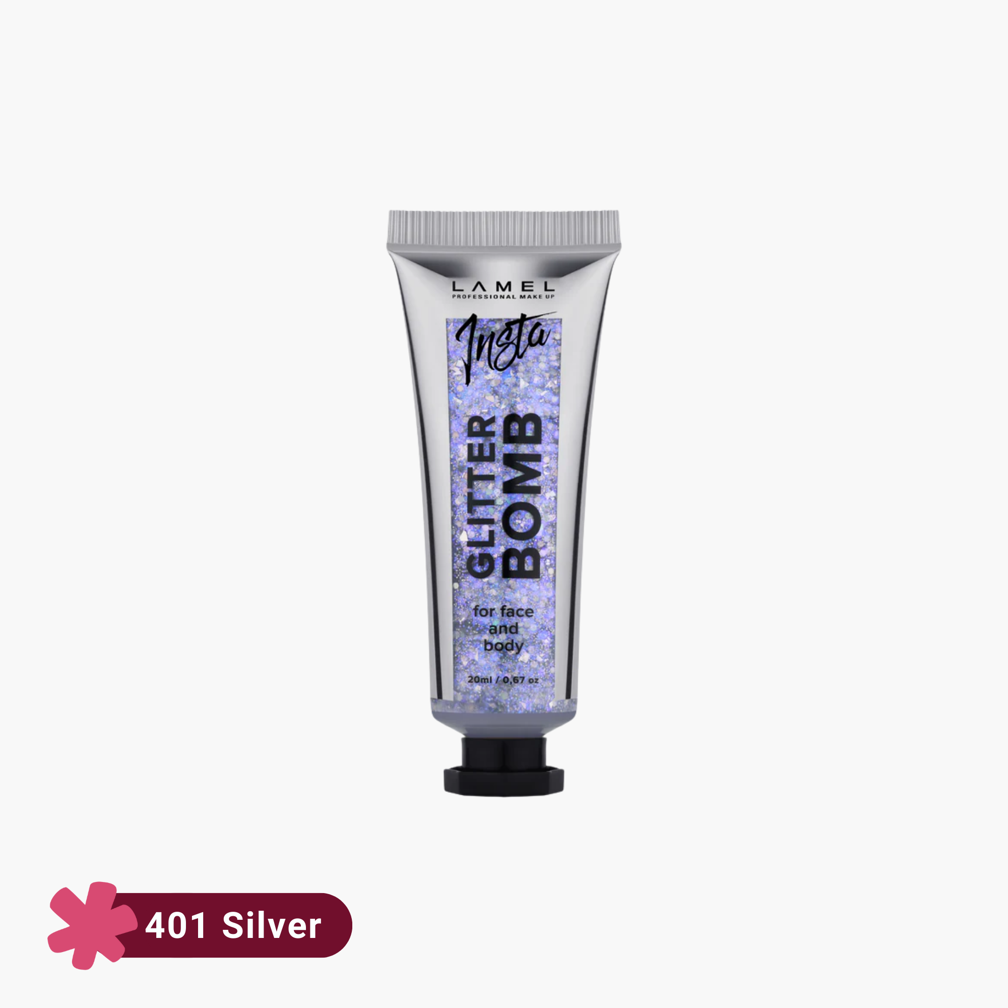 Lamel Insta Glitter Bomb For Face And Body 401 Silver 20ml