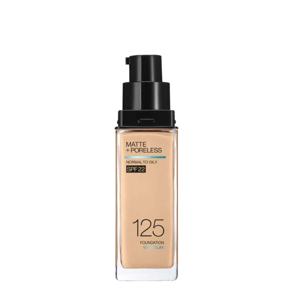 Maybelline New York Fit Me Matte+Poreless Liquid Foundation With Clay Normal to Oily SPF 22 125 Nude Beige 30ml - TheSkinFit