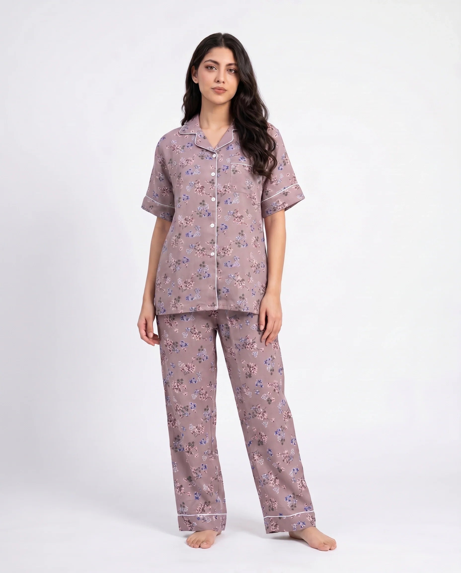 Sajiero Linen Pajama Suit Ditsy Floral