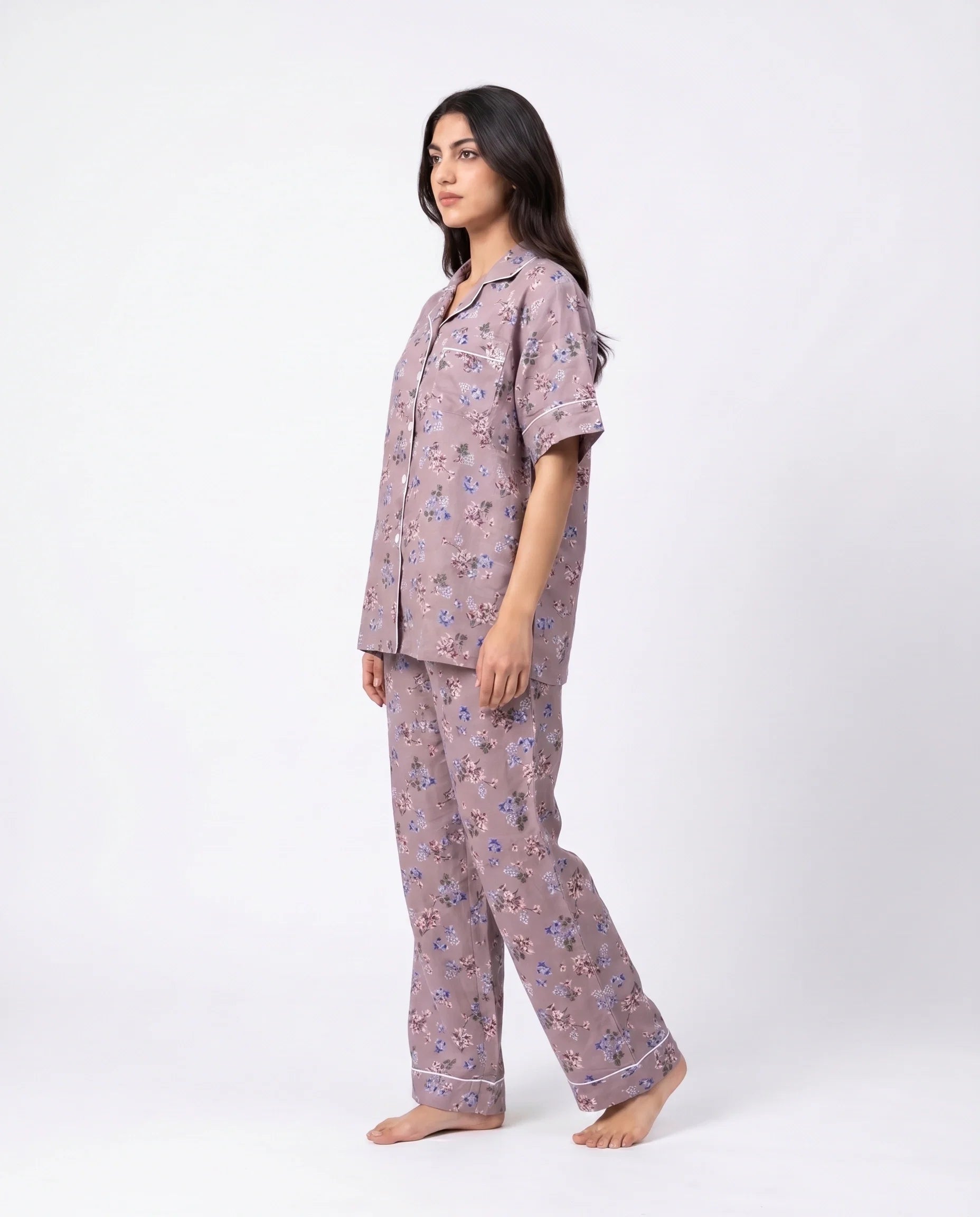 Sajiero Linen Pajama Suit Ditsy Floral