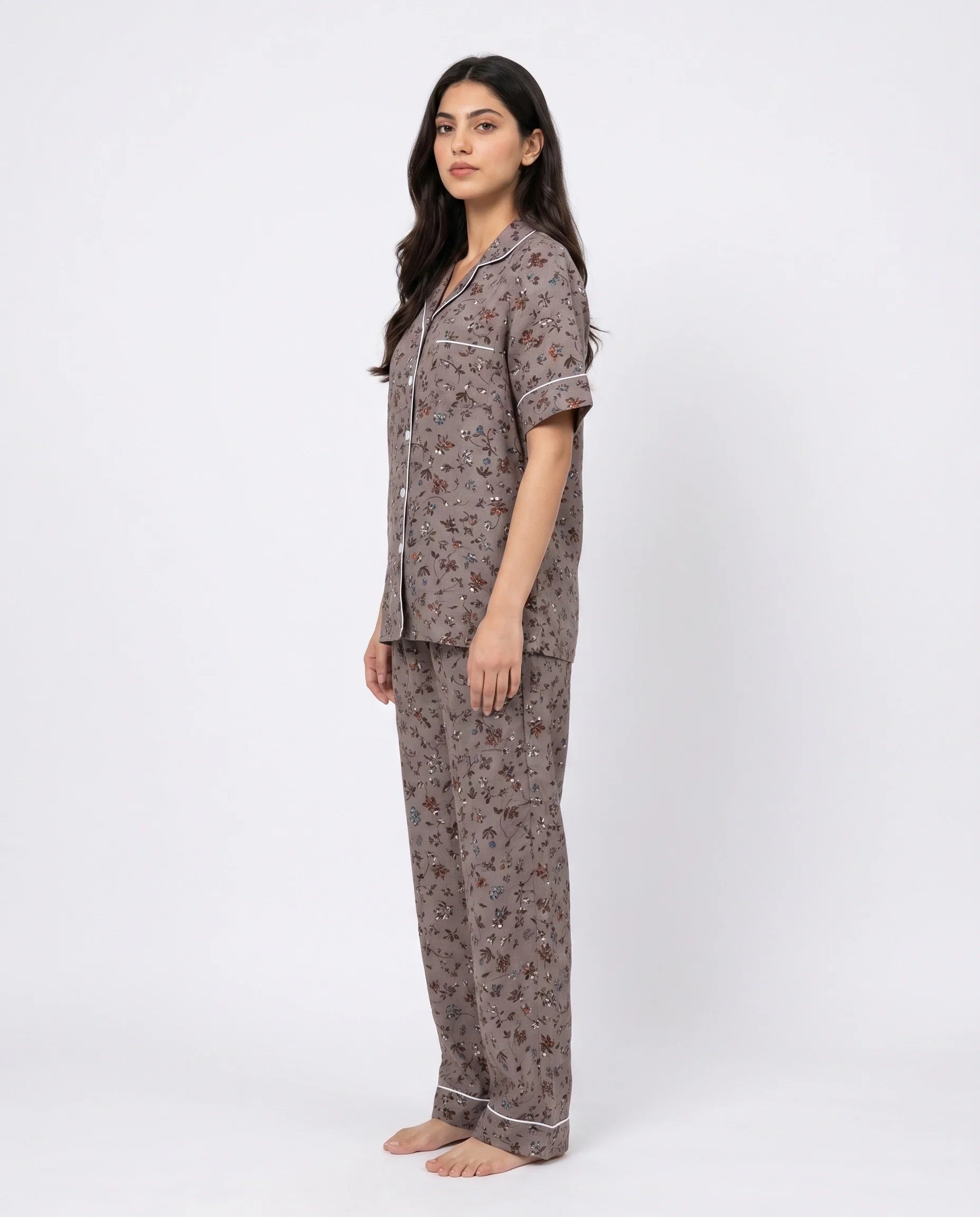 Sajiero Linen Pajama Suit Florique