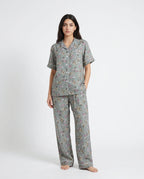 Sajiero Linen Pajama Suit Misty Floral