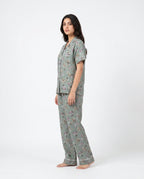 Sajiero Linen Pajama Suit Misty Floral