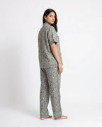 Sajiero Linen Pajama Suit Misty Floral