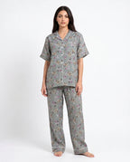 Sajiero Linen Pajama Suit Misty Floral