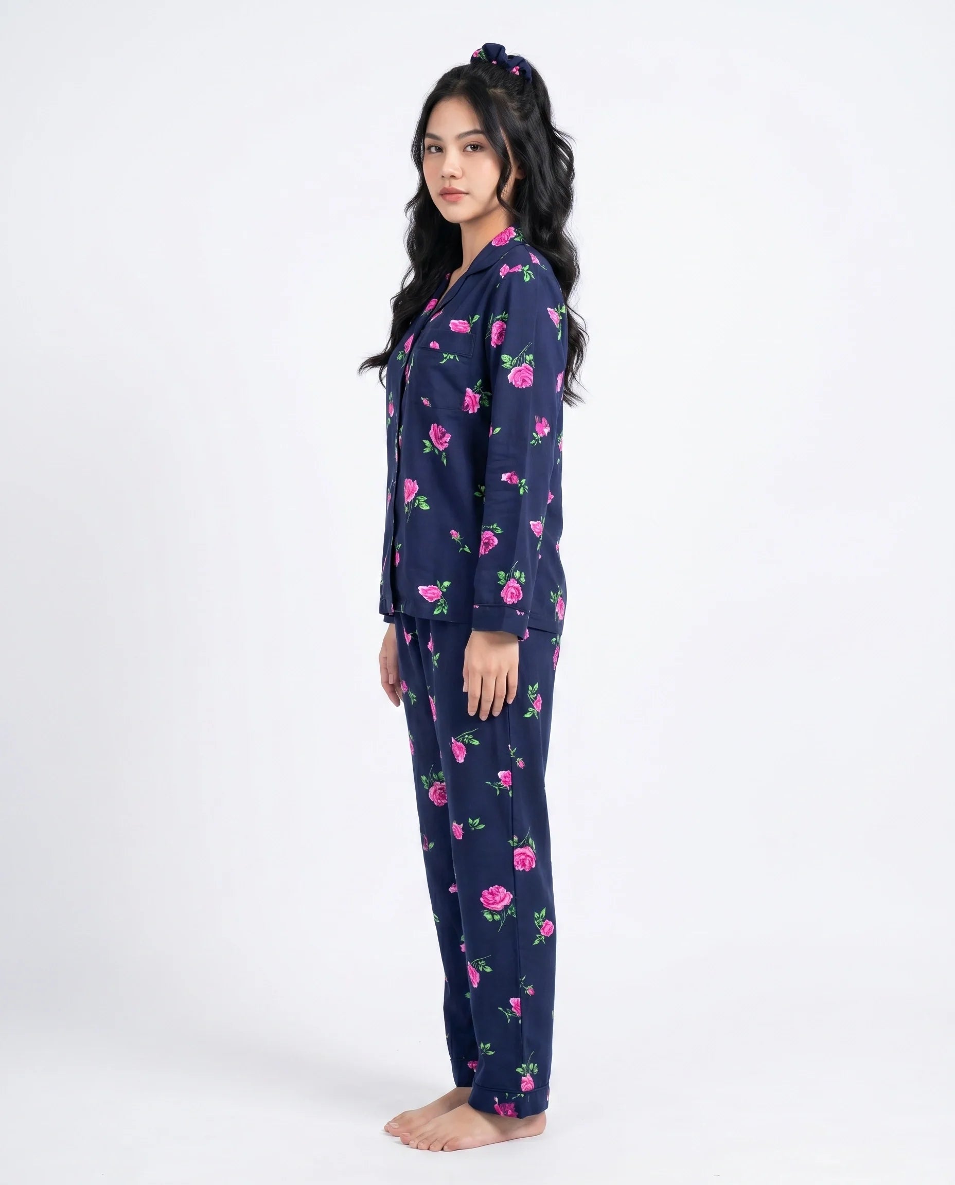 Sajiero Linen Pajama Suit Night Rose
