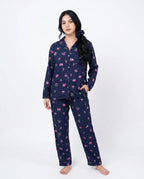Sajiero Linen Pajama Suit Night Rose