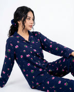 Sajiero Linen Pajama Suit Night Rose