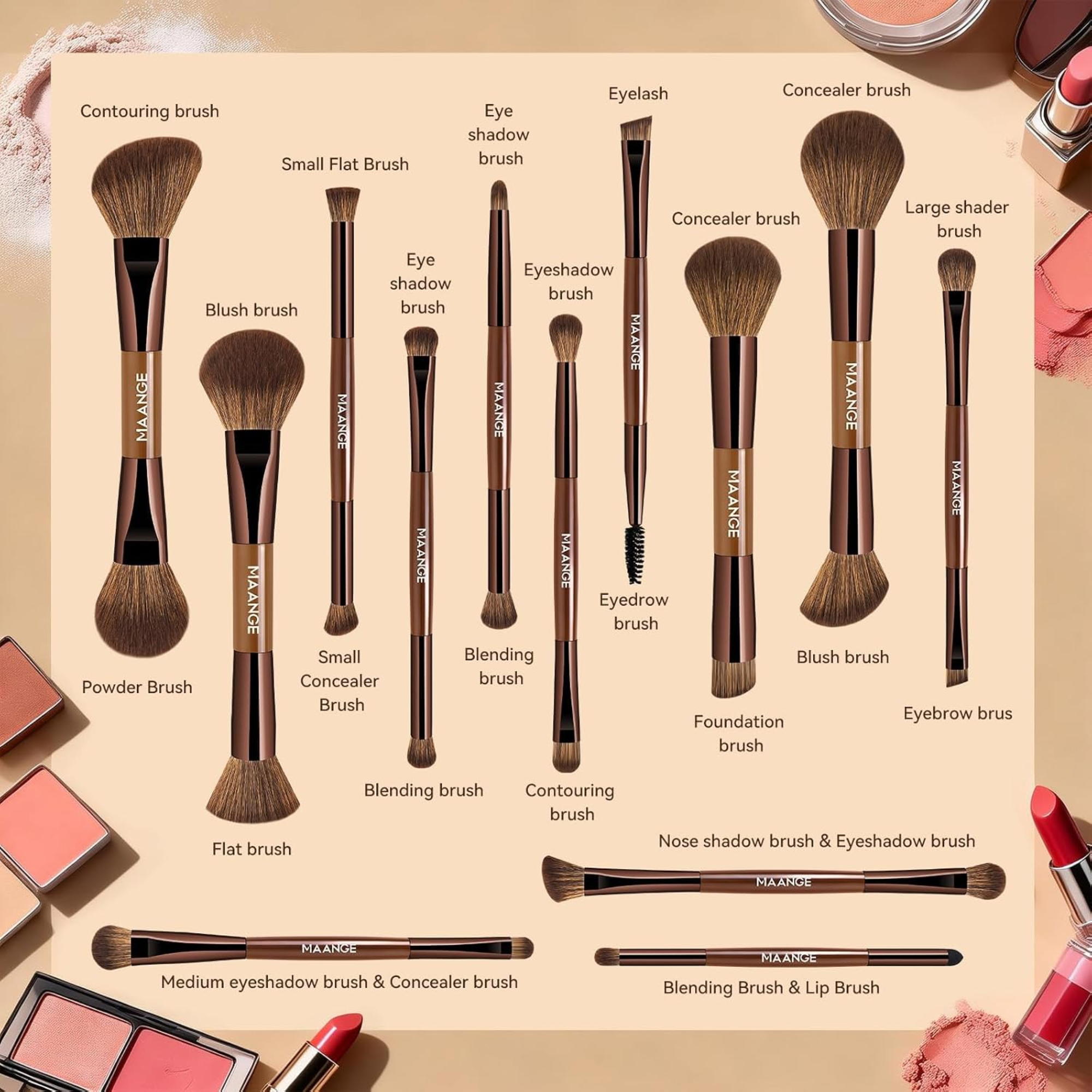 MAANGE Makeup Brush Set With Bag