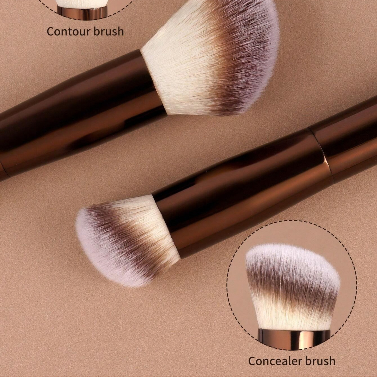 MAANGE Professional Aluminum Handle Makeup Brush Set Coffee Brown