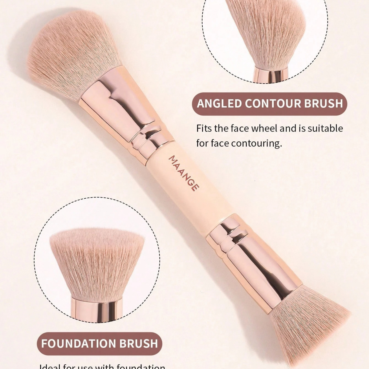 MAANGE Professional Dual Ended Makeup Brush Set Dusty Pink