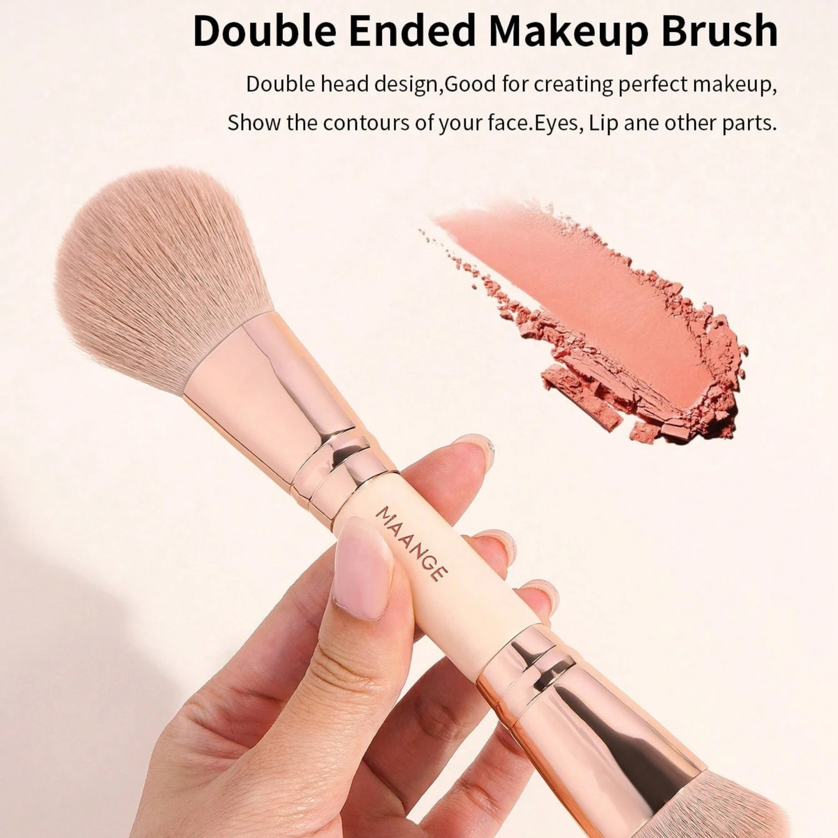 MAANGE Professional Dual Ended Makeup Brush Set Dusty Pink