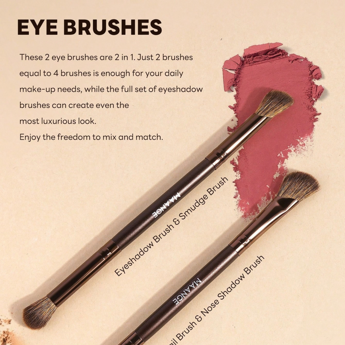 MAANGE Professional Makeup Brush Set Rust Brown