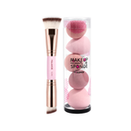 MAANGE Professional Makeup Sponge & Dual-Ended Brush Set Pink