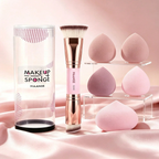 MAANGE Professional Makeup Sponge & Dual-Ended Brush Set Pink