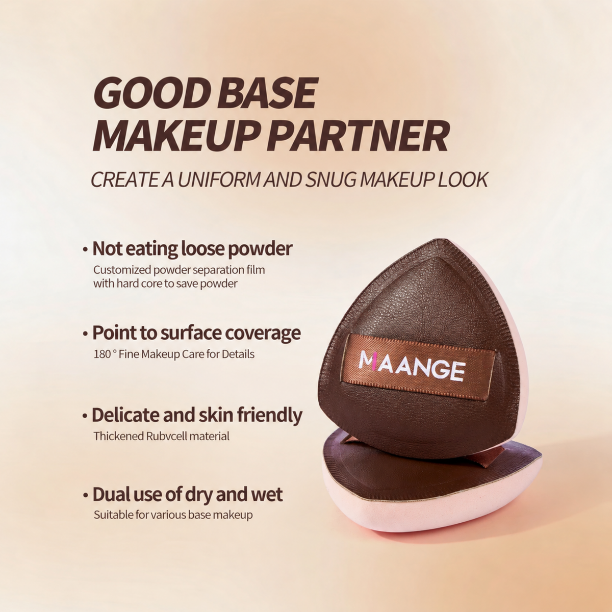 MAANGE Triangle Air Cushion Powder Puffs Coffee Brown