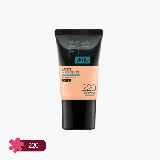 Maybelline Fit Me Matte+Poreless Liquid Foundation With Clay Normal to Oily SPF 22 220 Tube 18ml