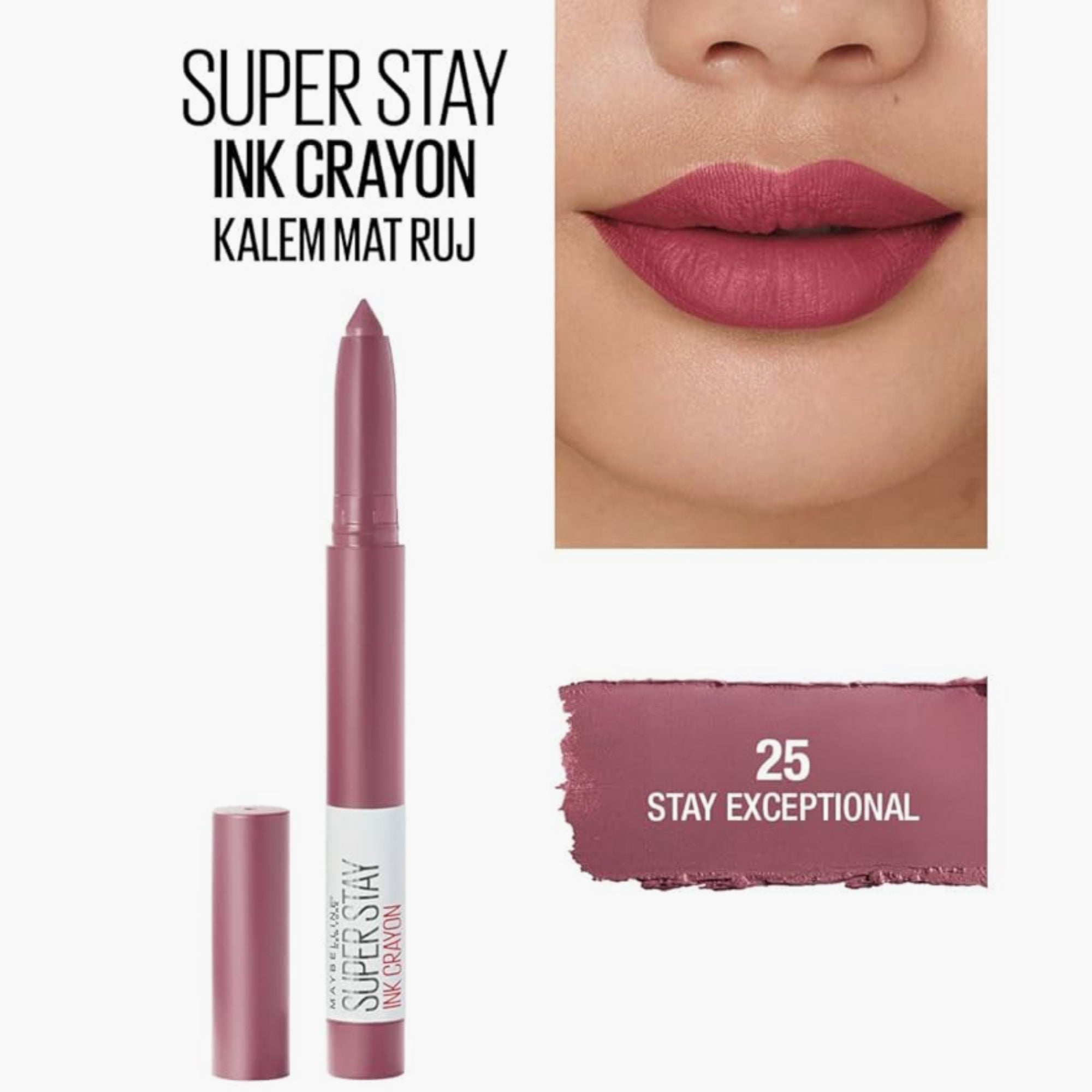 Maybelline Super Stay Ink Crayon Matte Longwear Lipstick 1.2gm 25 stay exceptional