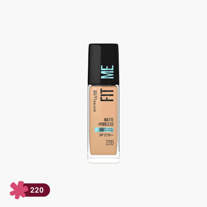 Maybelline Fit Me Matte+Poreless 16H Oil Control Liquid Foundation Normal to Oily SPF 22 PA++ 220 30ml