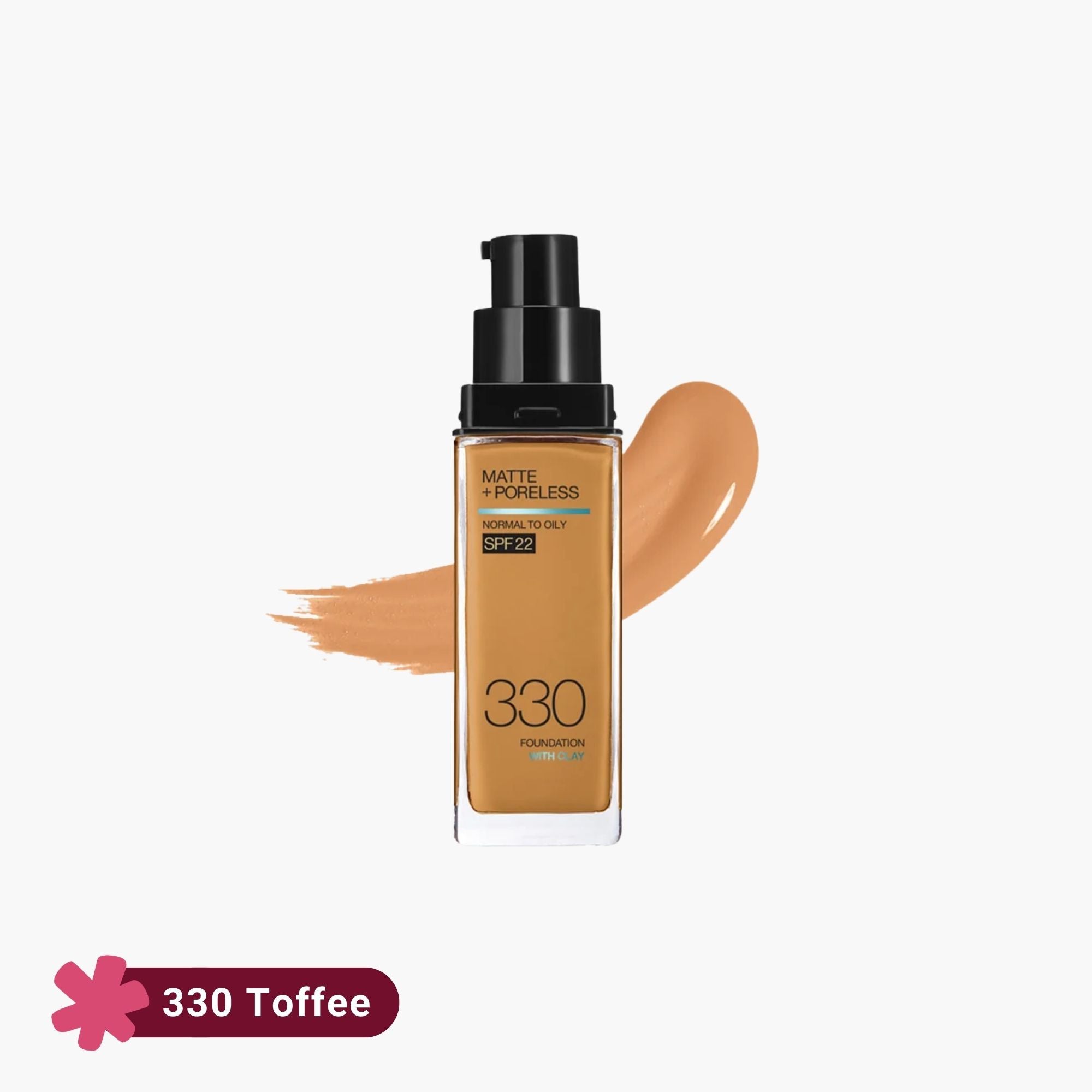 Maybelline Fit Me Matte+Poreless Liquid Foundation With Clay Normal to Oily SPF 22 330 Toffee 30ml