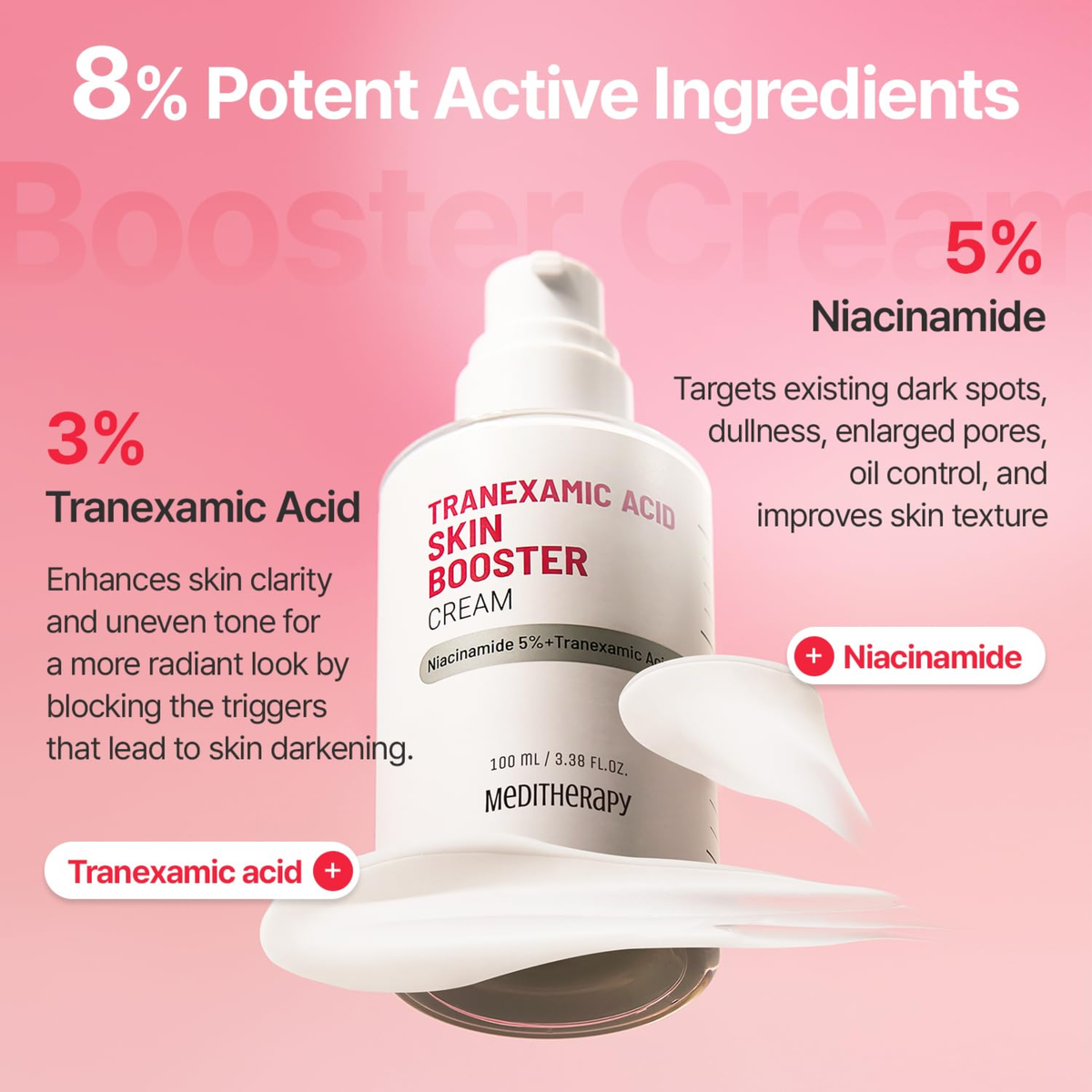 Medithrapy Tranexamic Acid Skin Booster Cream Niacinamide 5 Tranexamic Acid 3 how to use