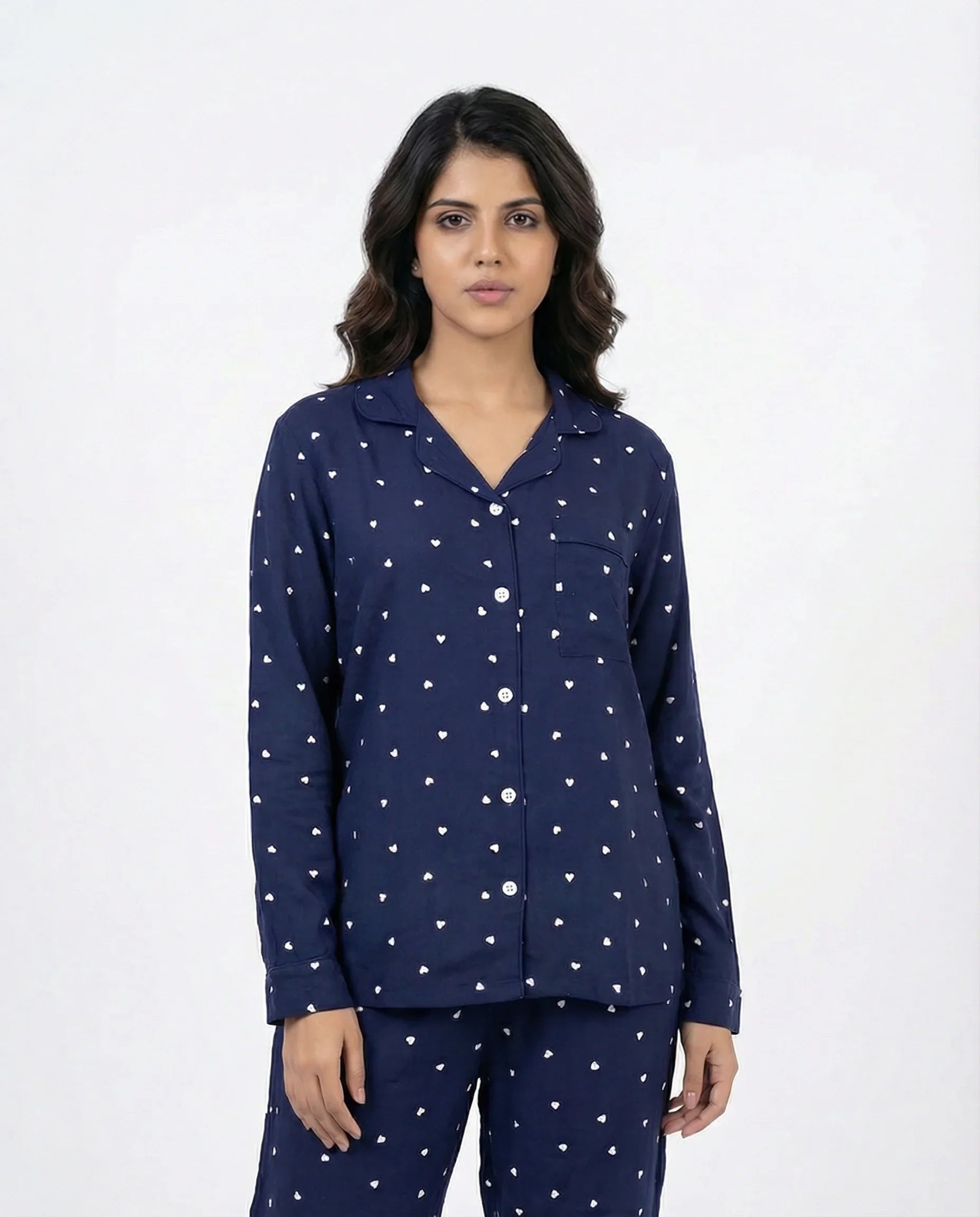 Sajiero Linen Pajama Suit Midnight Heart