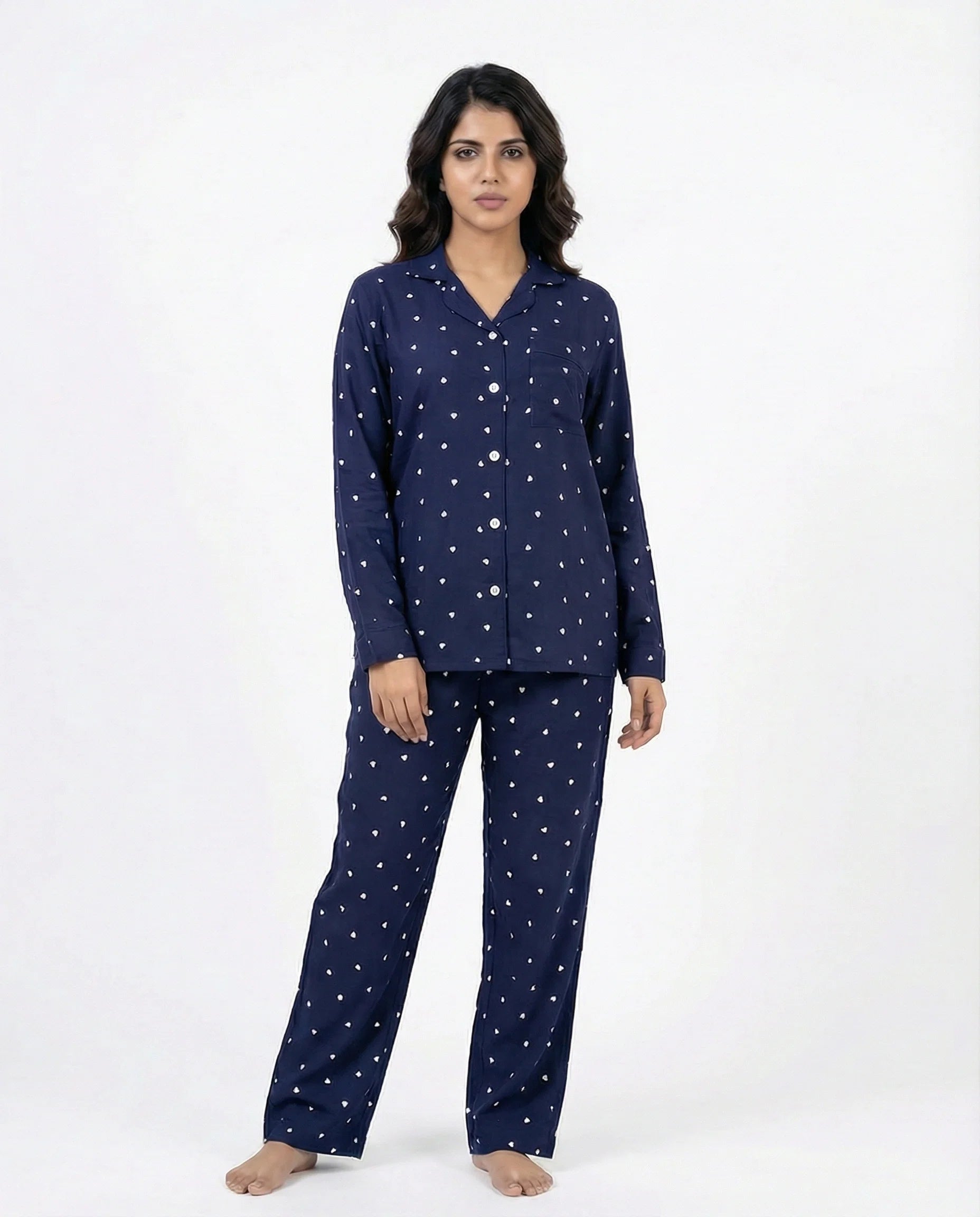 Sajiero Linen Pajama Suit Midnight Heart