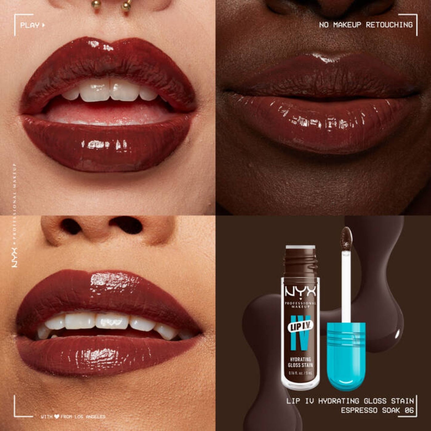 NYX Lip IV Hydrating Gloss Stain 06 Espresso Soak 5ml