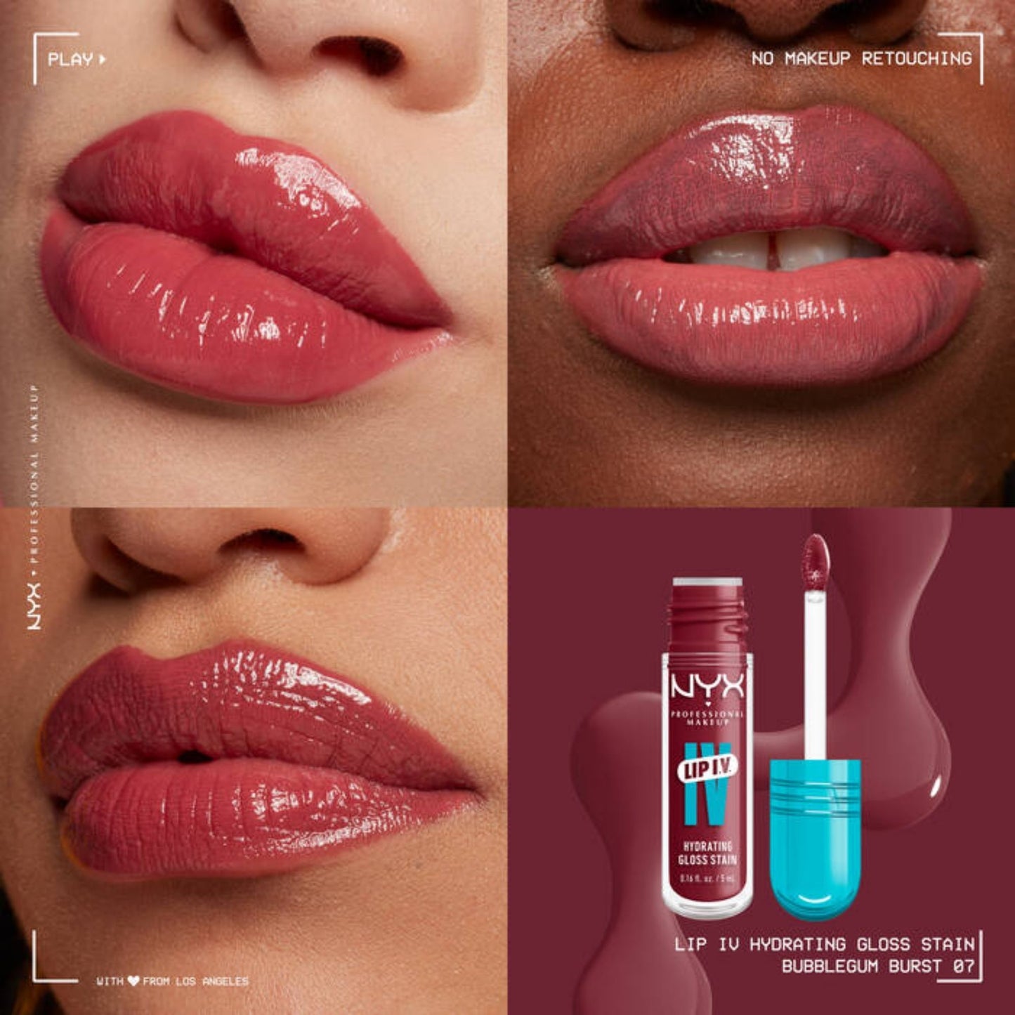 NYX Lip IV Hydrating Gloss Stain 07 Bubblegum Burst 5ml